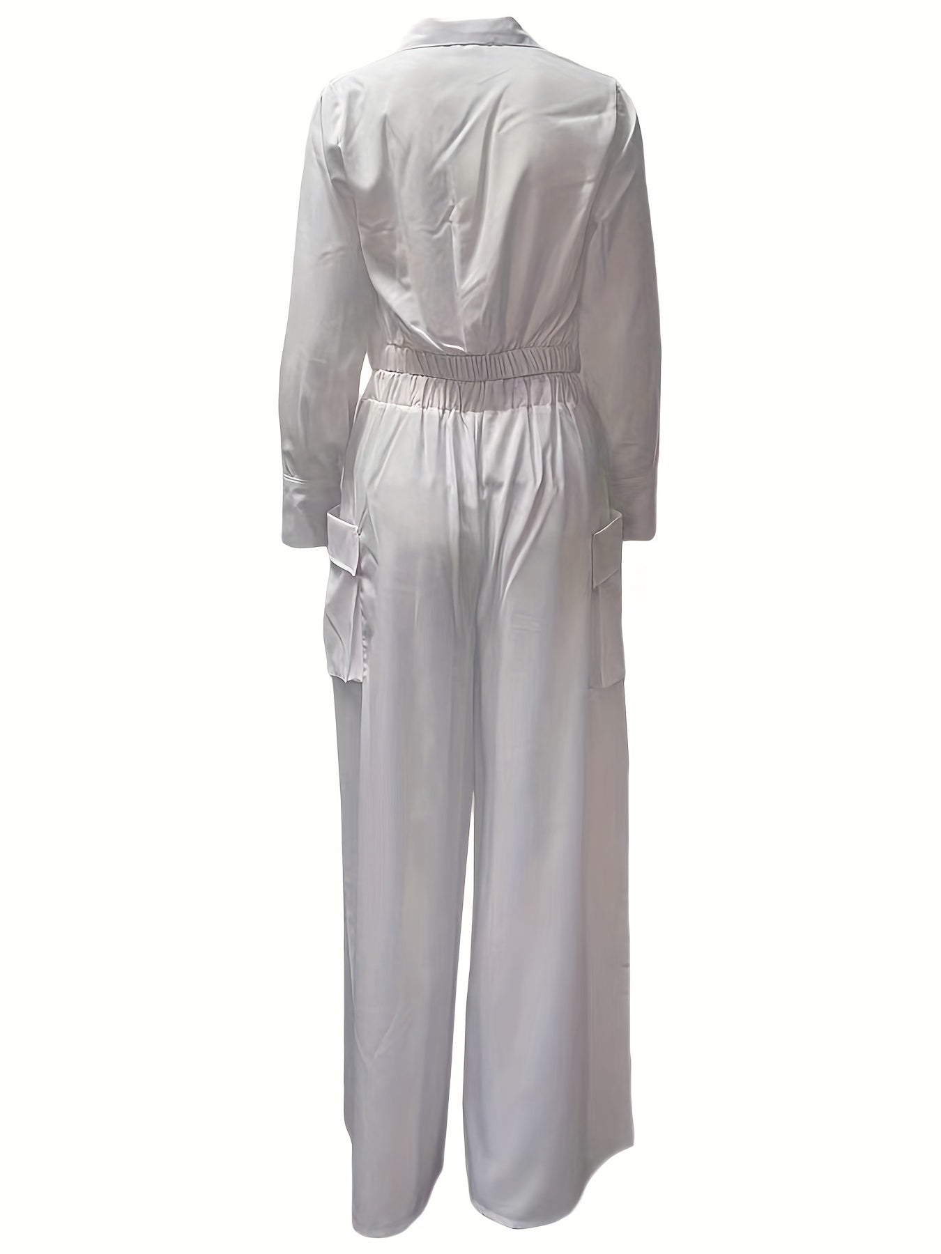 Two-piece Set, Long Sleeve Casual Matching Women's Clothing, Wide Leg Pants Outfits Blouse