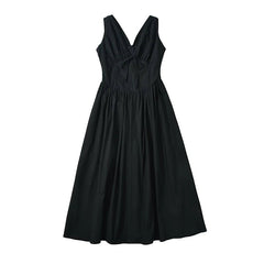 New Women Bow V Neck Floral Print Tank Summer Dress Sexy Sleeveless High Waist Elegant Holiday Party Dresses Midi Robe