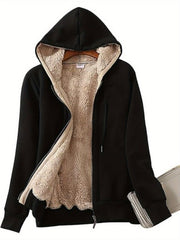 Full Zip Up Women's Casual Sherpa Lined Hoodie Sweatshirt Jacket Coat
