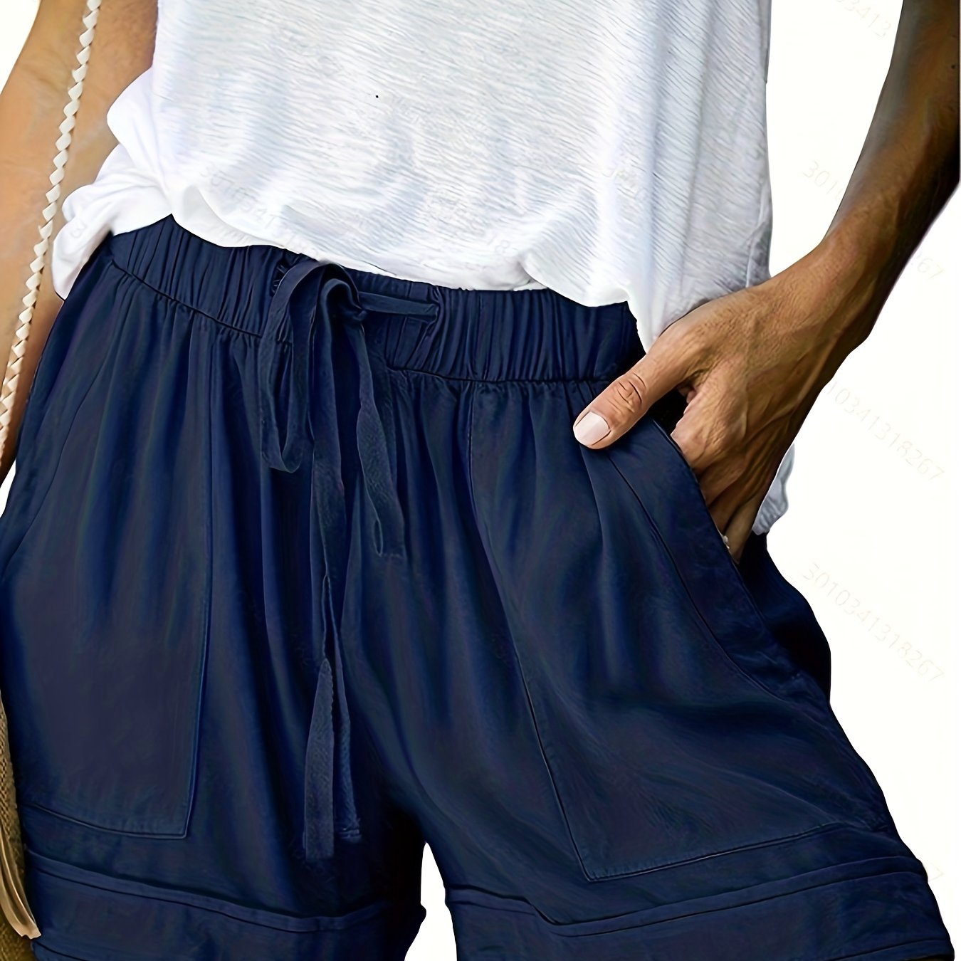 Comfortable Cotton Drawstring Waist Shorts - Soft, Breathable, and Elastic Fabric - Perfect for Summer Casual Wear with Pockets