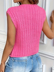 Ingvn - Women's Sleeveless Crochet Cardigan with Metal Buttons and Pocket Design Lightweight open-front style in solid color, perfect fo