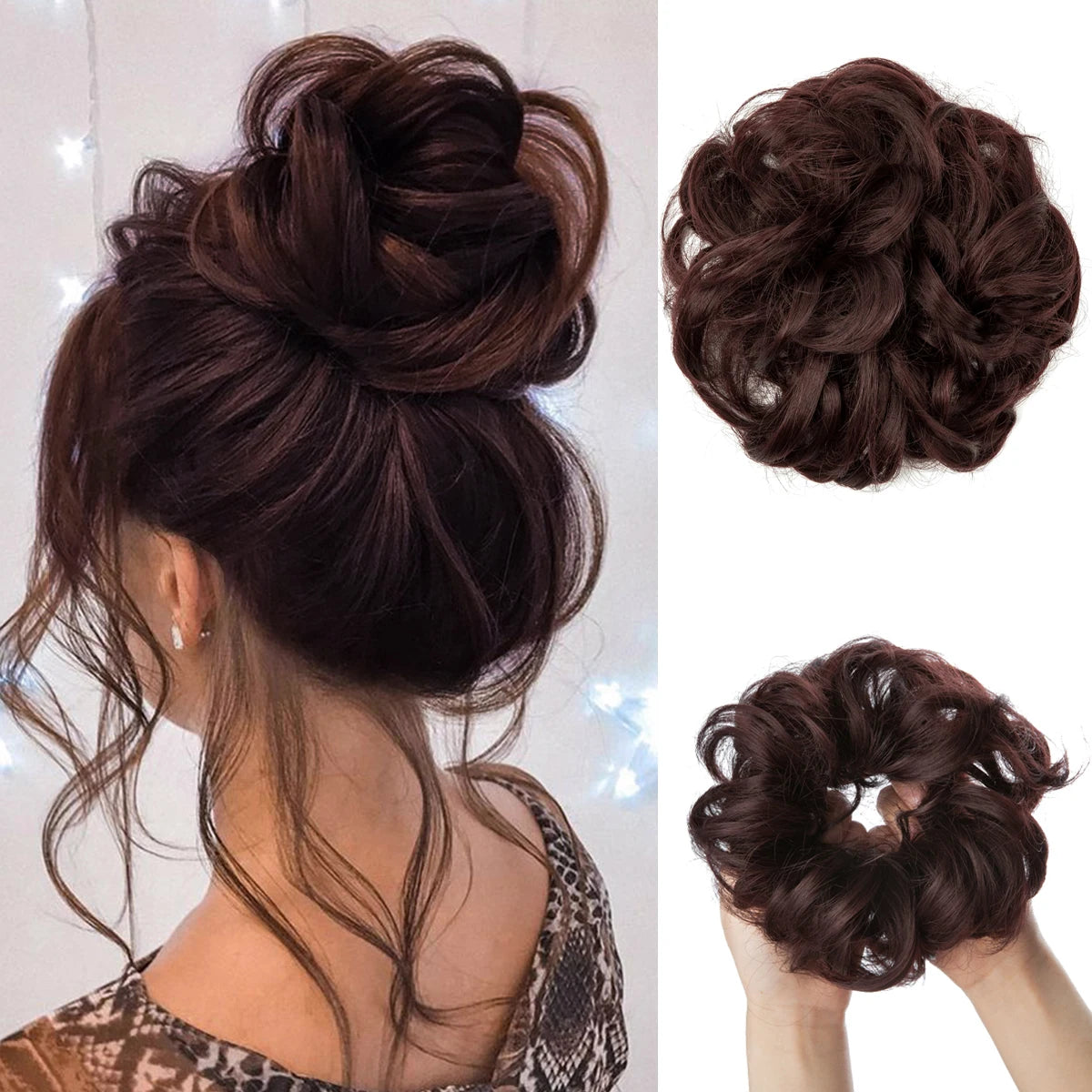 Ingvn  Hair Bun Extensions Messy Curly Elastic Hair Scrunchies Hairpieces Synthetic Chignon Donut Updo Hair Pieces for Women