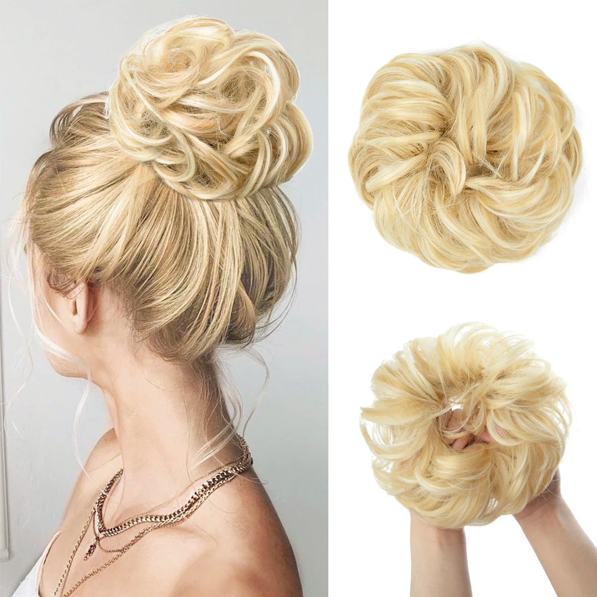 Ingvn  Hair Bun Extensions Messy Curly Elastic Hair Scrunchies Hairpieces Synthetic Chignon Donut Updo Hair Pieces for Women