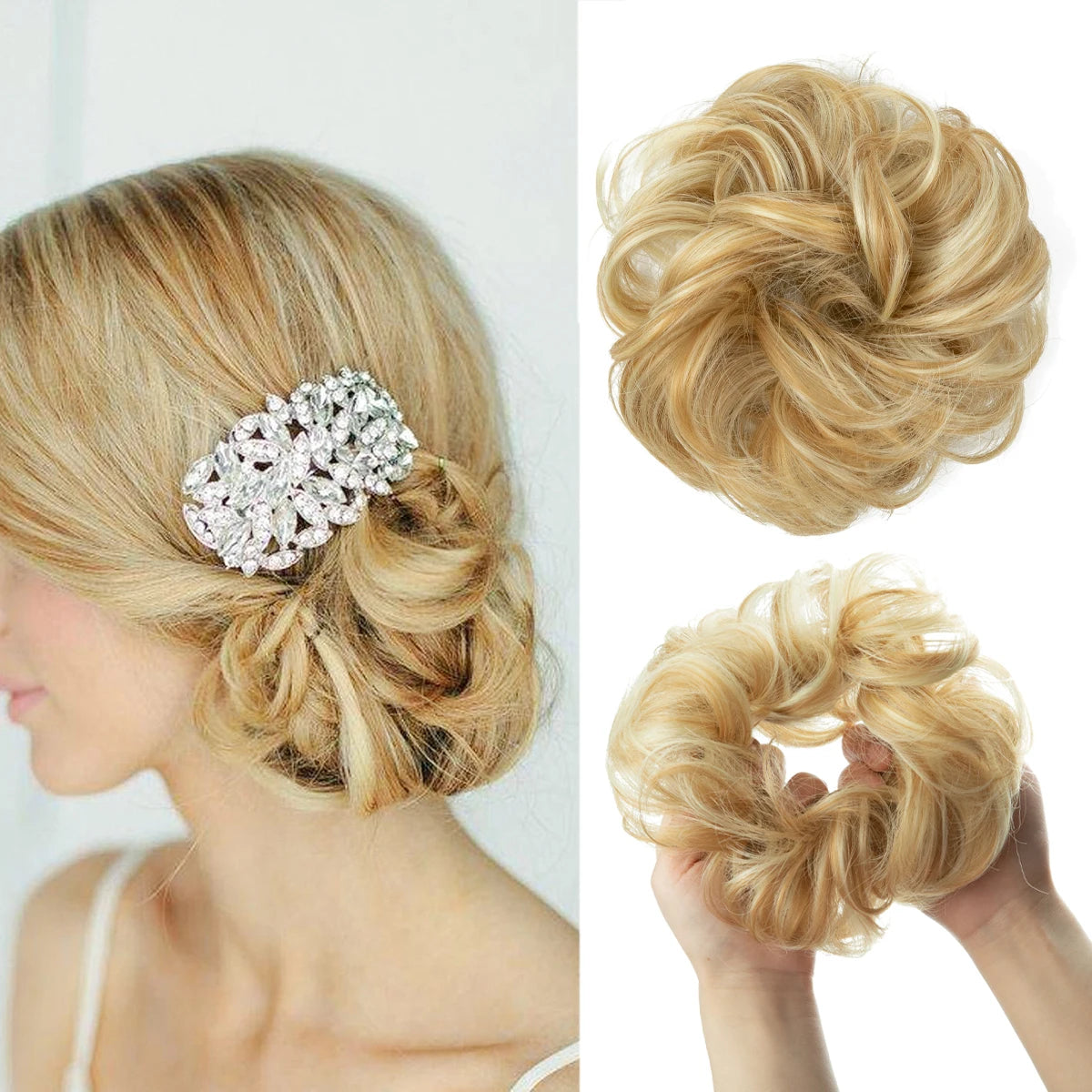 Ingvn  Hair Bun Extensions Messy Curly Elastic Hair Scrunchies Hairpieces Synthetic Chignon Donut Updo Hair Pieces for Women