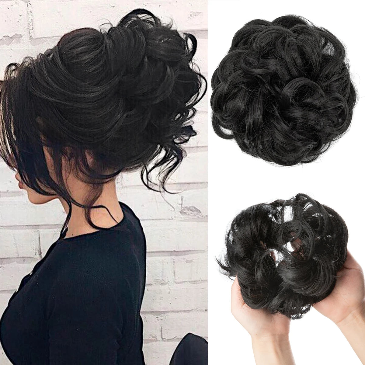 Ingvn  Hair Bun Extensions Messy Curly Elastic Hair Scrunchies Hairpieces Synthetic Chignon Donut Updo Hair Pieces for Women