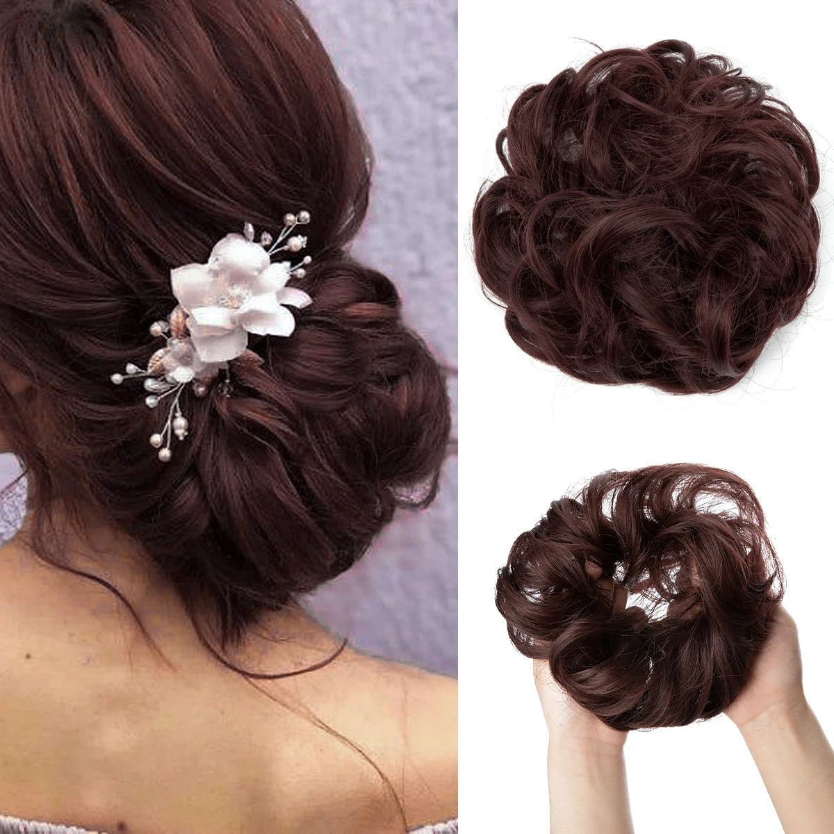Ingvn  Hair Bun Extensions Messy Curly Elastic Hair Scrunchies Hairpieces Synthetic Chignon Donut Updo Hair Pieces for Women