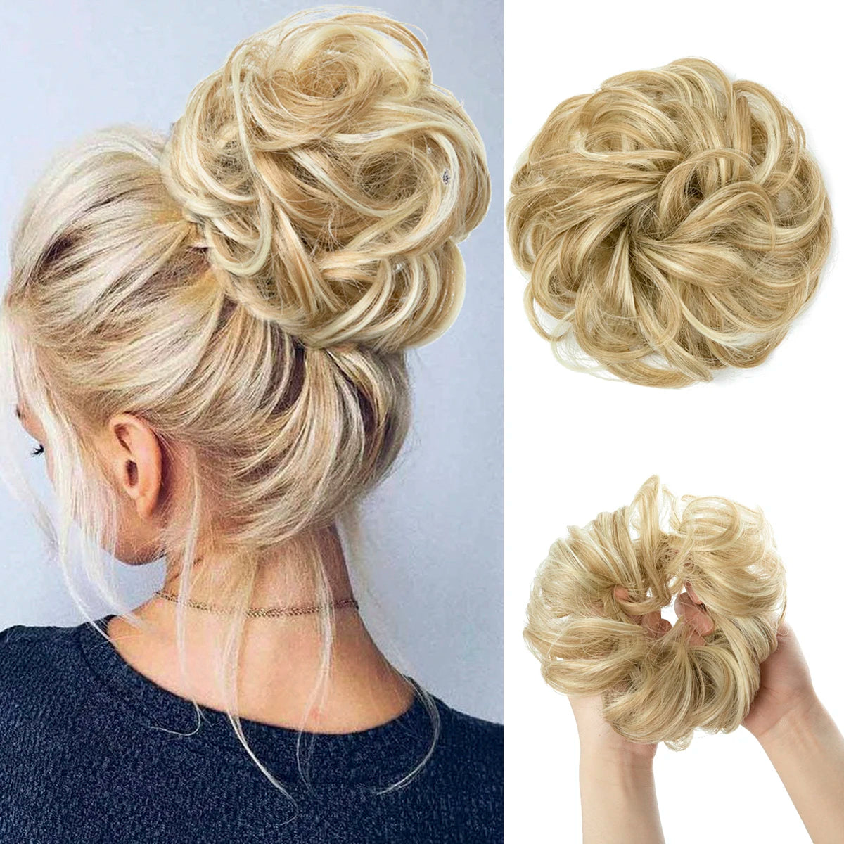 Ingvn  Hair Bun Extensions Messy Curly Elastic Hair Scrunchies Hairpieces Synthetic Chignon Donut Updo Hair Pieces for Women