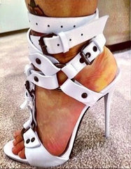 Ingvn - Sexy Circle Cross Strappy Gladiator Sandals Stiletto High Heel Ankle Strap Buckle Shoes Women Open Toe Summer Dress Sandalias