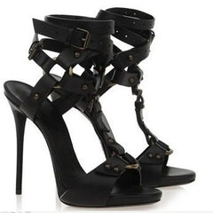 Ingvn - Sexy Circle Cross Strappy Gladiator Sandals Stiletto High Heel Ankle Strap Buckle Shoes Women Open Toe Summer Dress Sandalias