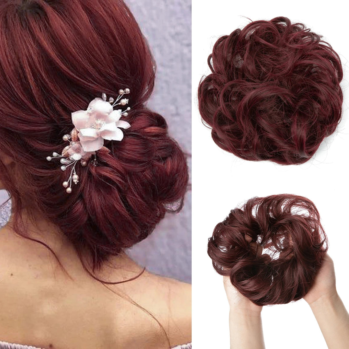 Ingvn  Hair Bun Extensions Messy Curly Elastic Hair Scrunchies Hairpieces Synthetic Chignon Donut Updo Hair Pieces for Women