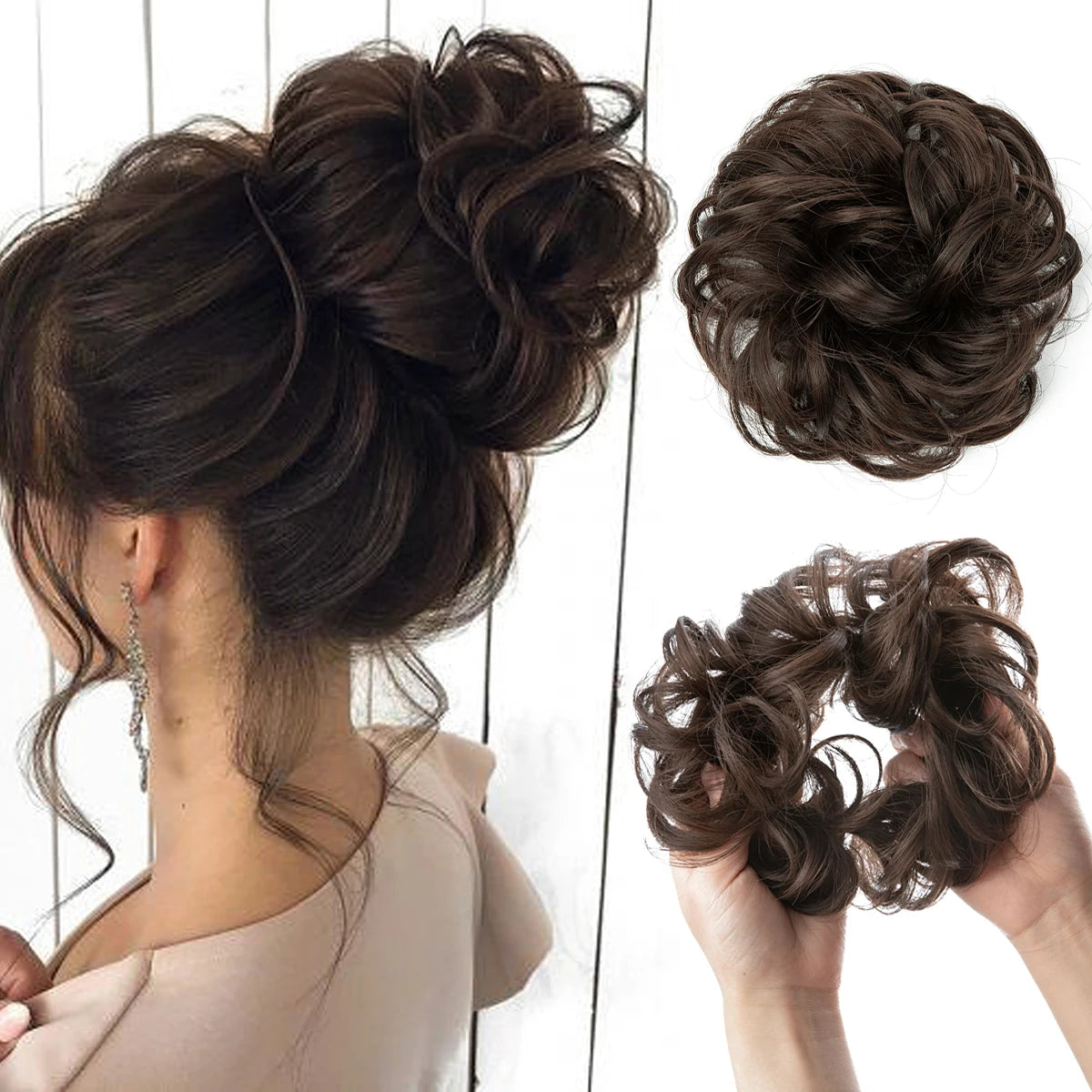 Ingvn  Hair Bun Extensions Messy Curly Elastic Hair Scrunchies Hairpieces Synthetic Chignon Donut Updo Hair Pieces for Women