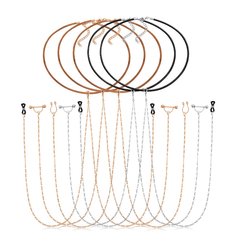 Ingvn  Fake Nipple Rings Chain Punk Chokers Velvet Gothic Choker Necklaces Stainless Steel for Women Nipple Barbell Piercing Jewelry