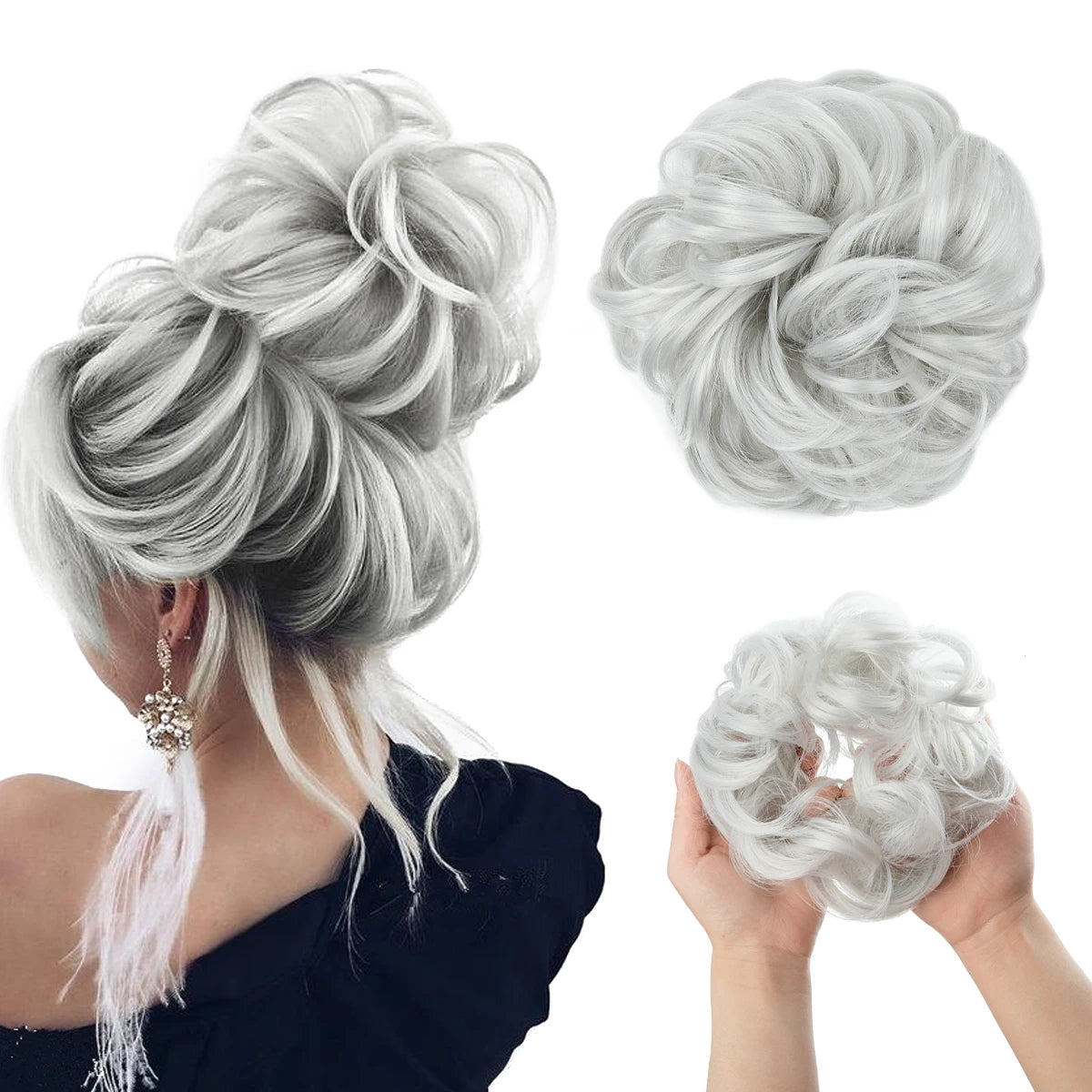 Ingvn  Hair Bun Extensions Messy Curly Elastic Hair Scrunchies Hairpieces Synthetic Chignon Donut Updo Hair Pieces for Women