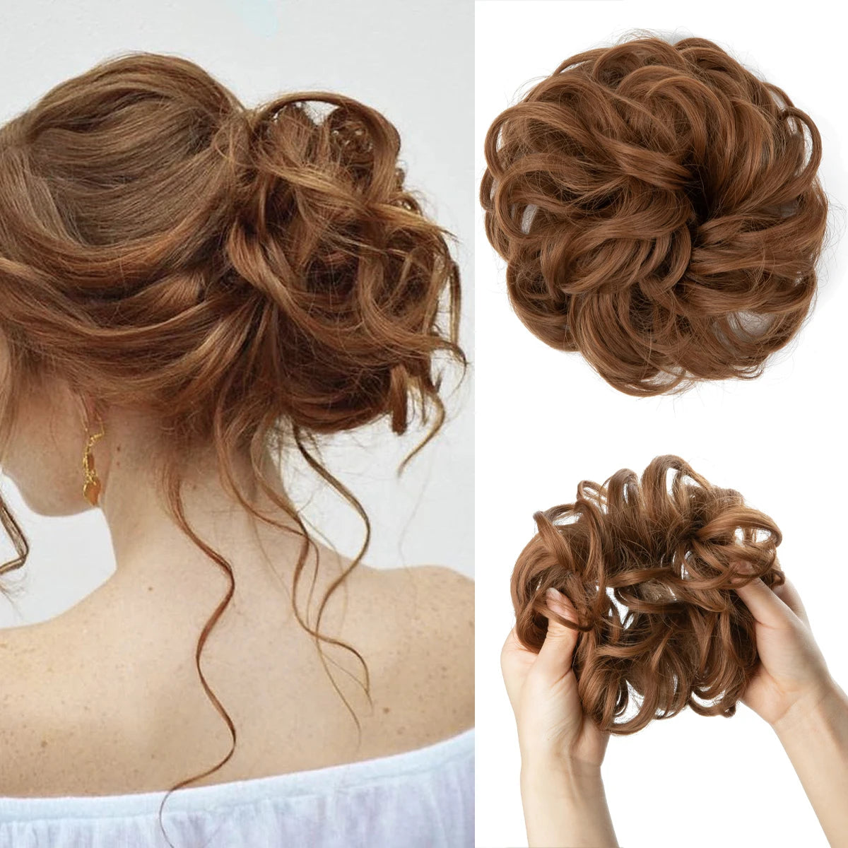 Ingvn  Hair Bun Extensions Messy Curly Elastic Hair Scrunchies Hairpieces Synthetic Chignon Donut Updo Hair Pieces for Women