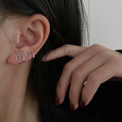 2023 Korea Silver Color metal Geometric Heart Ear Cuff Stackable Simple C-shape Ear Clip Earrings for Women Aesthetic Jewelry