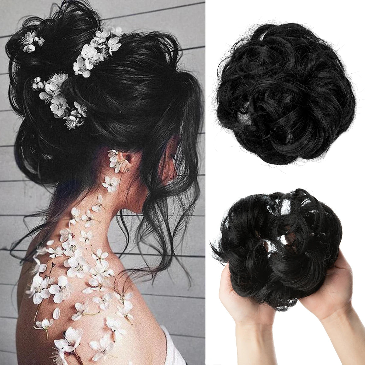 Ingvn  Hair Bun Extensions Messy Curly Elastic Hair Scrunchies Hairpieces Synthetic Chignon Donut Updo Hair Pieces for Women