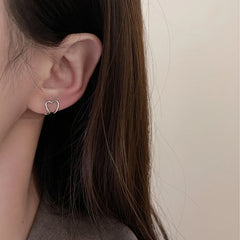 2023 Korea Silver Color metal Geometric Heart Ear Cuff Stackable Simple C-shape Ear Clip Earrings for Women Aesthetic Jewelry
