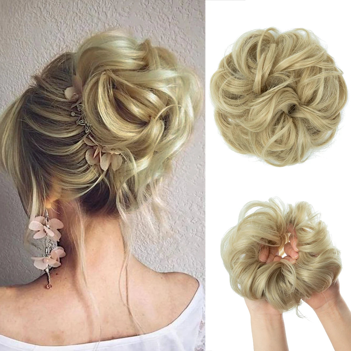 Ingvn  Hair Bun Extensions Messy Curly Elastic Hair Scrunchies Hairpieces Synthetic Chignon Donut Updo Hair Pieces for Women