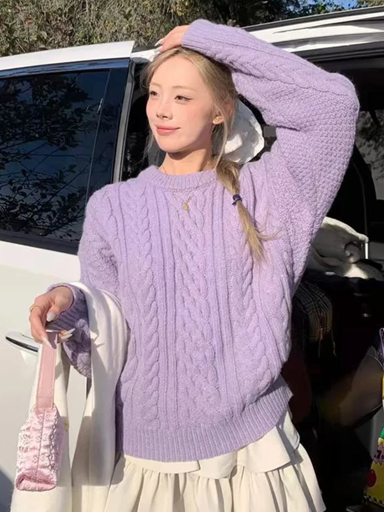 Ingvn - New Solid Color Versatile Long Sleeve Women Sweaters Casual Loose Jumper Knitted Pullovers Sweater Autumn Winter Knit Tops