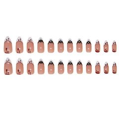Ingvn  24Pcs Halloween False Nails with Almond Head Design Mid-length French Fake Nails Bat Wearable Oval Press on Nails Manicure Tools