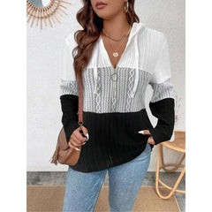 Ingvn  Plus Size 1XL-5XL Women Fashion  Hooded Zipper Full Sleeve Tops Ladies  Elegant Tees T-Shirts Drawstring Casual  Streetwear