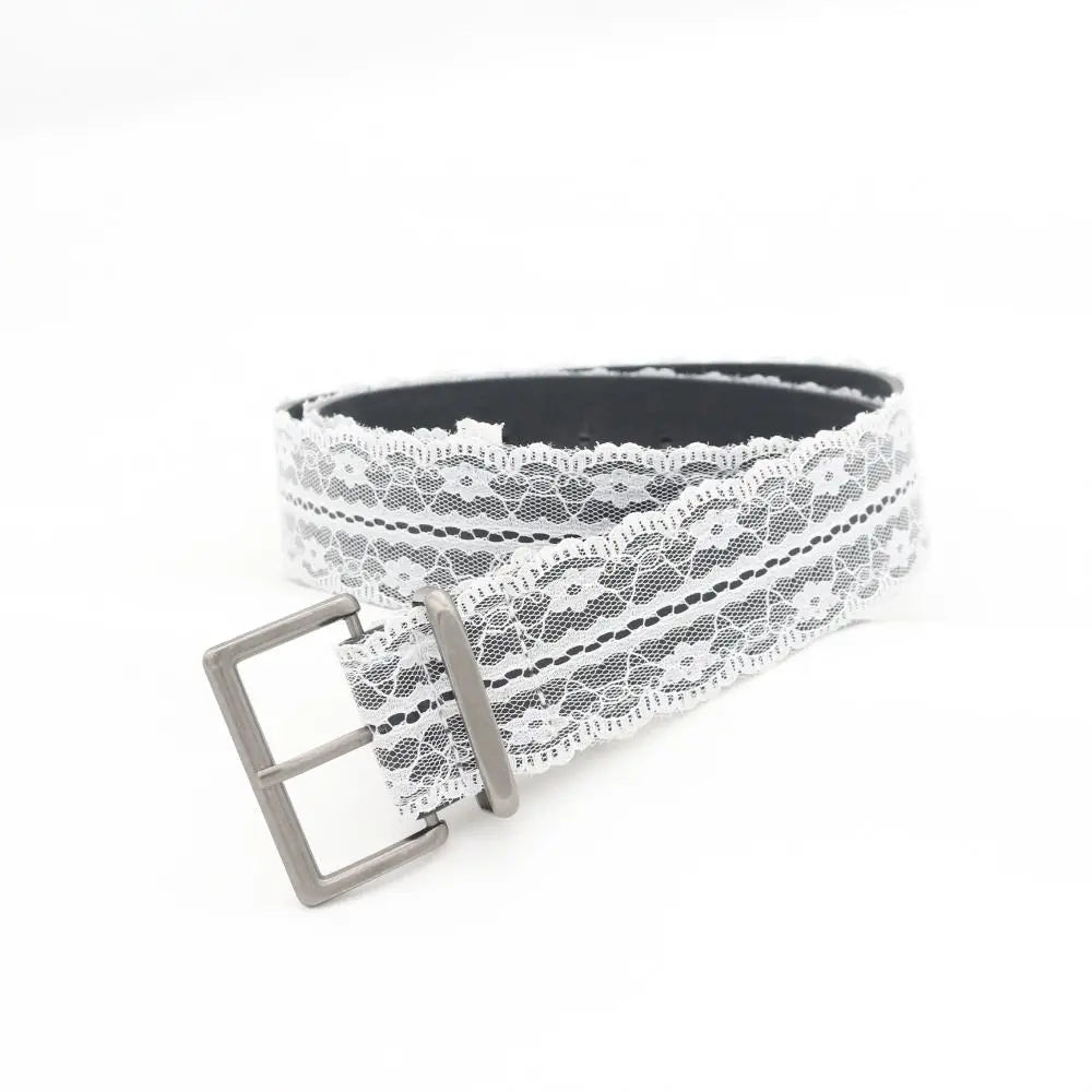 Ingvn  Beautiful Lace Waist Belt Leather White Floral Lace Waistband Decor Accessory Gift Casual Waist Strap Fashion Accent for Women