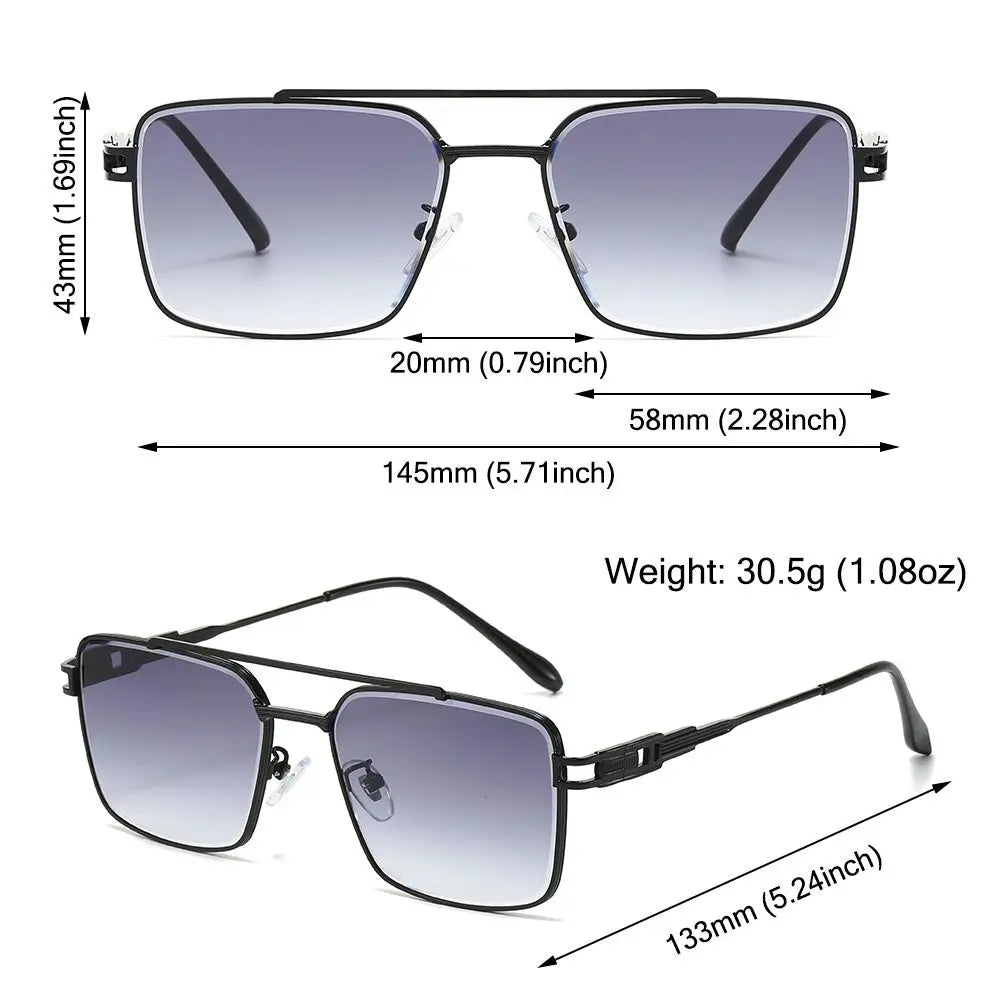 Ingvn  Fashionable Double Bridge Cut-Edge Sunglasses UV Protection Luxury Metal Shades Gradient Lens Sun Glasses for Men and Women