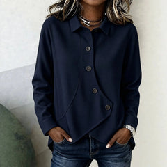Ingvn - Casual Loose Irregular Shirt  Autumn Winter Solid Top & Blouse Women Fashion Button Long Sleeve Shirts Tops Femme
