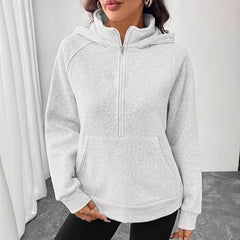 Ingvn - Womens European Style Hoodie Autumn Winter New Style Stand Collar Hooded Design French Sweatshirt Fashion Versatile Top