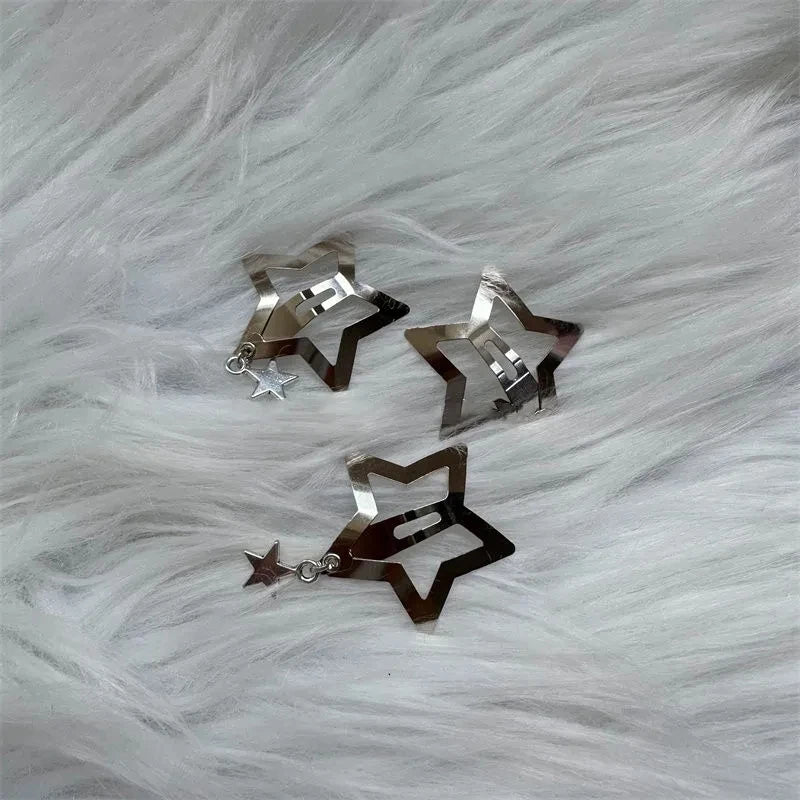Y2k Pentagram Star Pendant Hair Clip for Women Sweet Cool Cute 90s Aesthetics Bobby Pin Harajuku Vintage Trend Hair Accessories