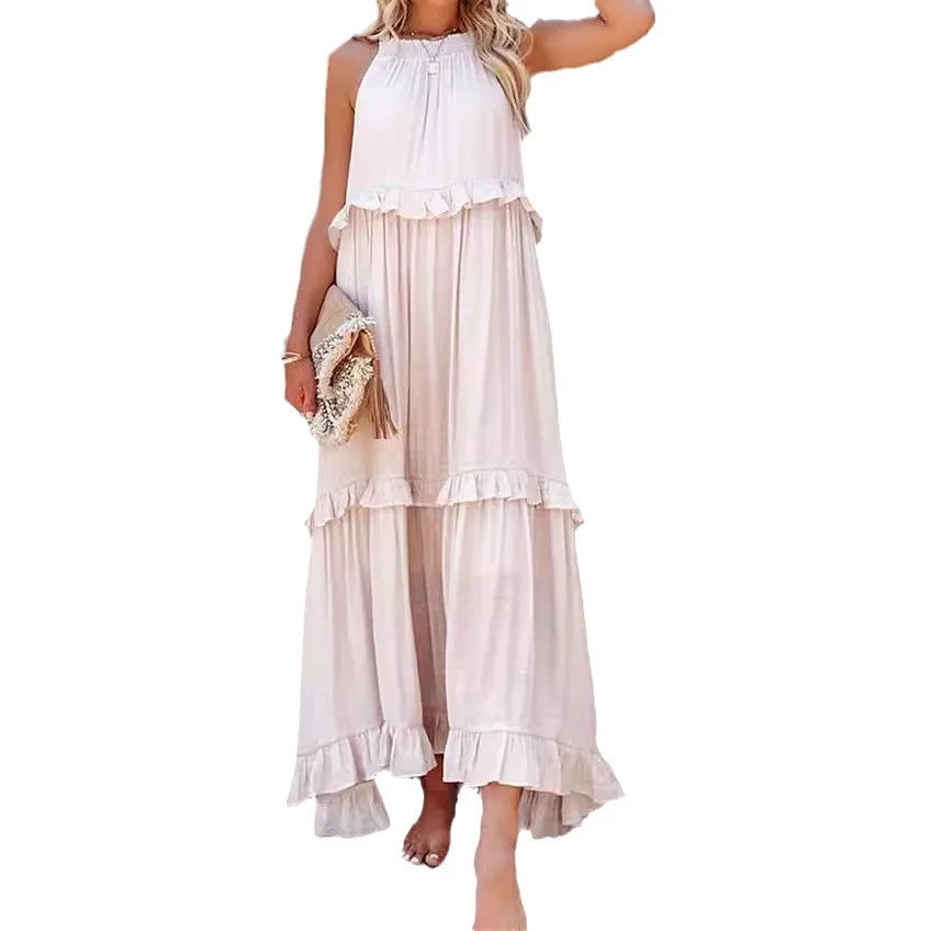Ingvn  European and American New Summer Vacation Style Long Dress with Big Sway Flowing Beach Skirt for Women