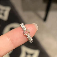 Fashion Heart Ring Pink Rhinestone Peach Heart Adjustable for Women Rings Wedding Party Aesthetic Jewelry Y2K Trend Accessories