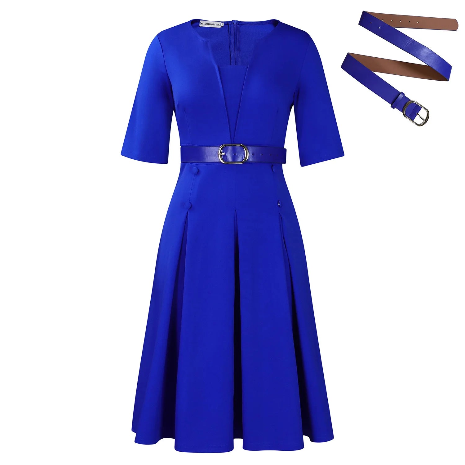 Ingvn  Women's Autumn Fashion Elegant Solid Color Five-quarter Sleeve African Dress