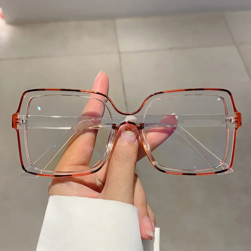 Ingvn  New PC Material Square Frame Glasses Double Color Unisex Style Anti-blue Light Glasses New Model Optical Eyewear Women Men