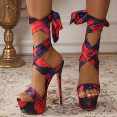 Ingvn  Model Catwalk 16CM Super High Heels Platform Sandals For Women Sexy Open Toe Banquet Party Stripper Pole Dance Shoes Red