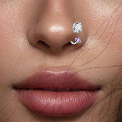 Ingvn  Colorful CZ Horseshoe Nose Rings Studs With 1pc Taper, 18G Stainless Steel Nose Studs, Lip Eyebrow Helix Ear Piercing