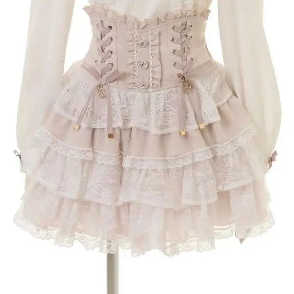 Ingvn  Japanese Style Kawaii Mini Cake Skirts Womens Fairy Bandage Lolita High Waist Y2k Aesthetic Sweet Lace Gothic JK Faldas Skirt