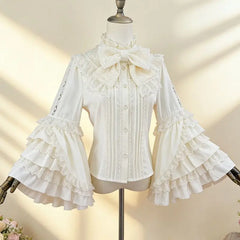 Ingvn  Gothic Vintage Ruffles Long Sleeve Blouses Y2k Aesthetic Retro Tops Blusas Bow Design Elegant Lolita Shirts Women Female