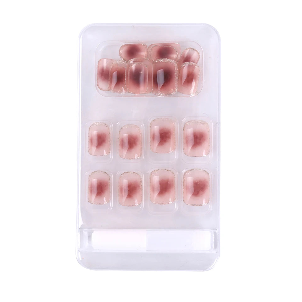 24Pcs/Box Sweet Short Round/Point Head False Nail Art Full Cover Detachable Artificial Fake Nails Ballerina Press on Nails Tips