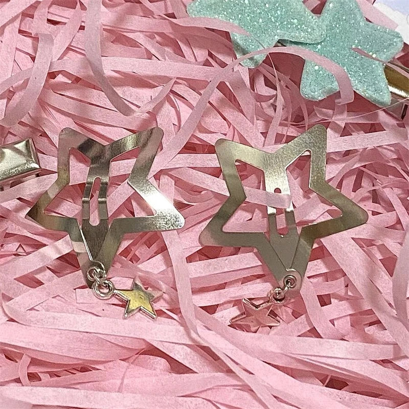 Y2k Pentagram Star Pendant Hair Clip for Women Sweet Cool Cute 90s Aesthetics Bobby Pin Harajuku Vintage Trend Hair Accessories