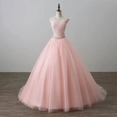 Ingvn - Pink O-Neck Appliques Ball Gown Quinceanera Dresses Beaded Masquerade Birthday Party Dress Customized Sweet Vestidos De 15 Anos
