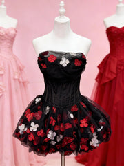 Ingvn  Summer New Sweet Elegant Princess Birthday Party Dress Sleeveless Strapless Corset Slim Fit 3D Flower Puff Dress for Women