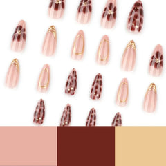 Ingvn  24pcs Reusable Floral Press on Nails Medium Short Almond Nail Tips 3D False Nails Press on Self-nail Ready-made Artificial Nails