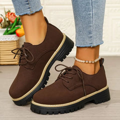 Ingvn  Women's Shoes New Fashionable Spring Autumn Sneakers Versatile Female Casual Flat Retro Lace-up Loafer Non Slip Wear Resistant
