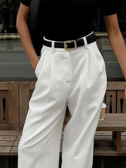 Ingvn  Autumn Winter Women's Clothing High Waist Wide Leg Pants Casual Workwear Long Trousers Polyester Fiber Comfort Fit Full Length