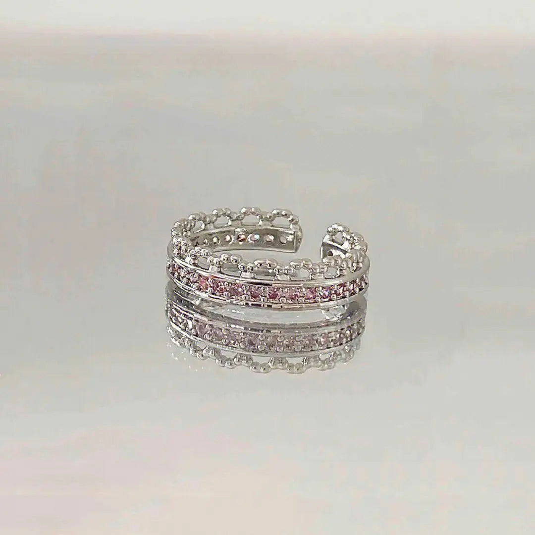 Fashion Heart Ring Pink Rhinestone Peach Heart Adjustable for Women Rings Wedding Party Aesthetic Jewelry Y2K Trend Accessories