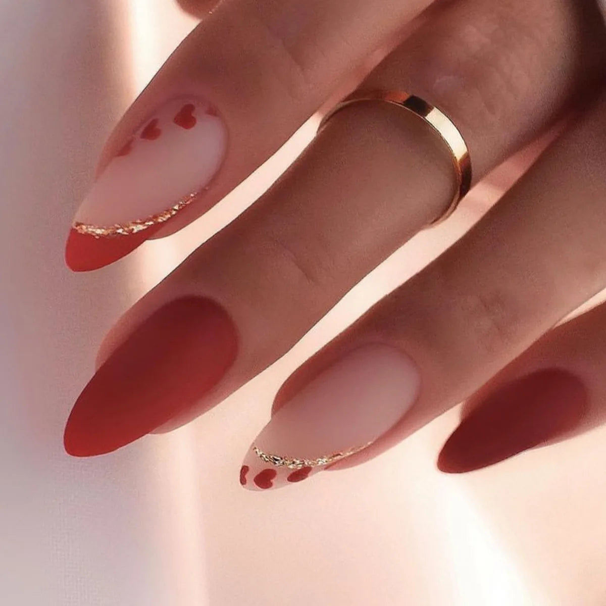 Ingvn  24Pcs Pink French False Nails Rainbow Cloud Design Full Cover Nail Tips Summer Long Almond Fake Nails Almond Press on Nails