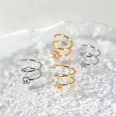 Ingvn  Double Nose Ring Hoop For Single Piercing Stainless Steel Spiral Twist Nose Hoop 20G 8/10mm Nose Piercing Hoop For Women