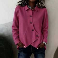 Ingvn - Casual Loose Irregular Shirt  Autumn Winter Solid Top & Blouse Women Fashion Button Long Sleeve Shirts Tops Femme