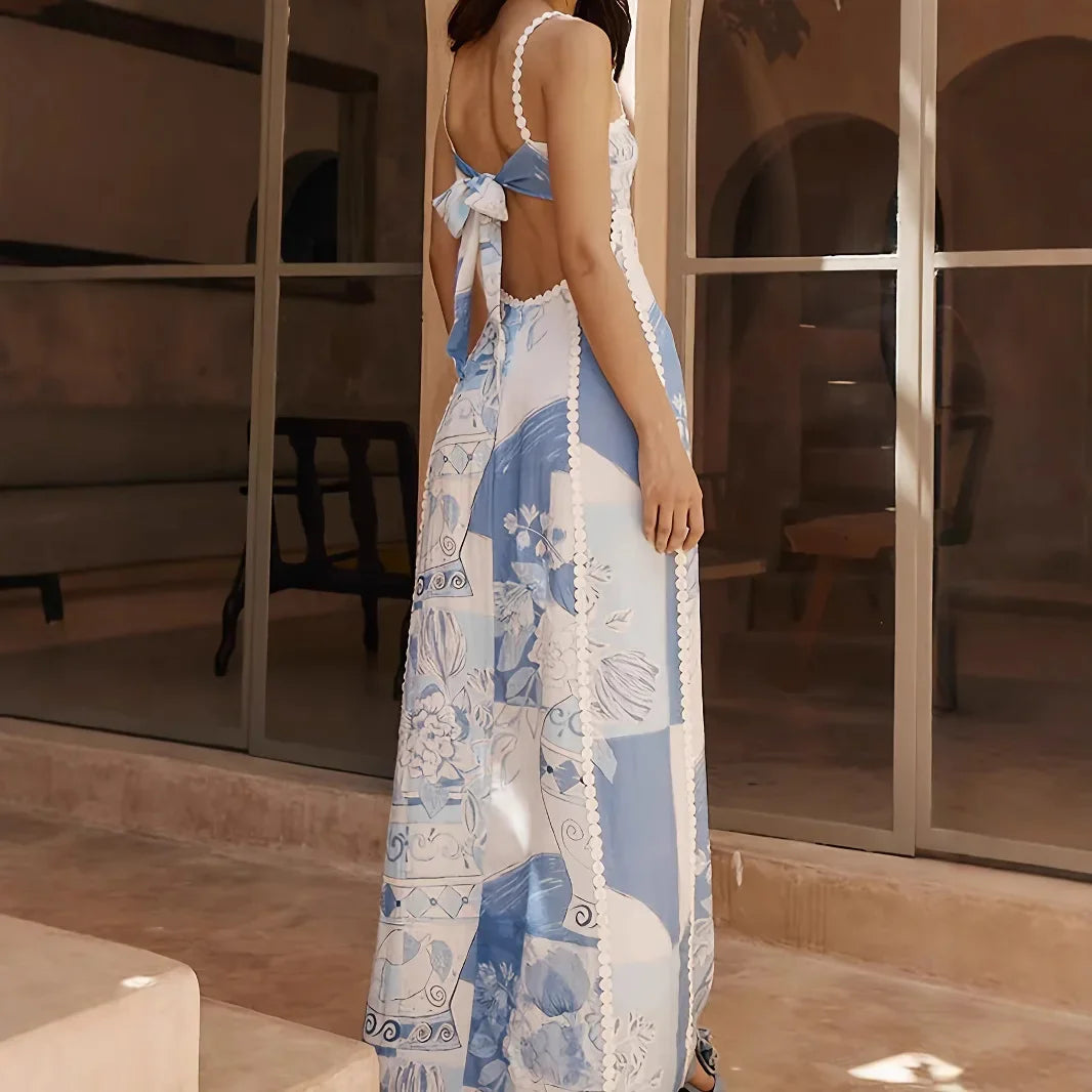 Ingvn  Casual Holiday Print Dress Women's Loose Summer Spring New Style Strapless Dress Polyester Fiber Mixed Fabric